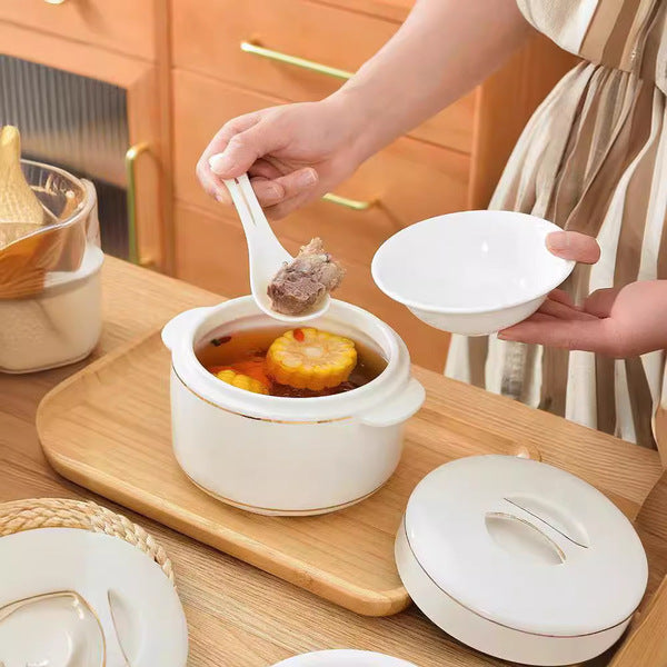 Ceramic double-lidded bowl