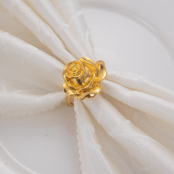 Golden Rose Napkin Rings 6 pcs set