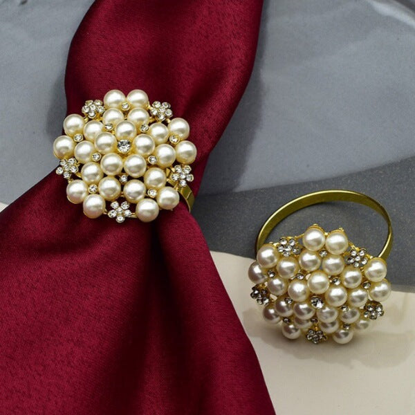 Elegant Pearl Napkin Rings 6 pcs set
