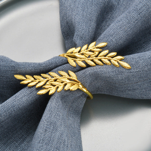 Gold Leaf Napkin Rings 6 pcs set