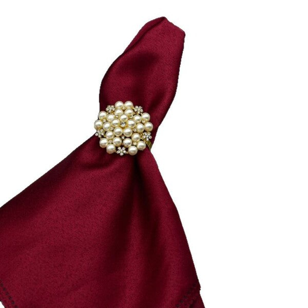 Elegant Pearl Napkin Rings 6 pcs set