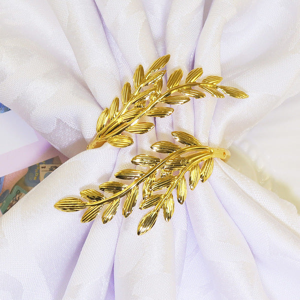 Gold Leaf Napkin Rings 6 pcs set