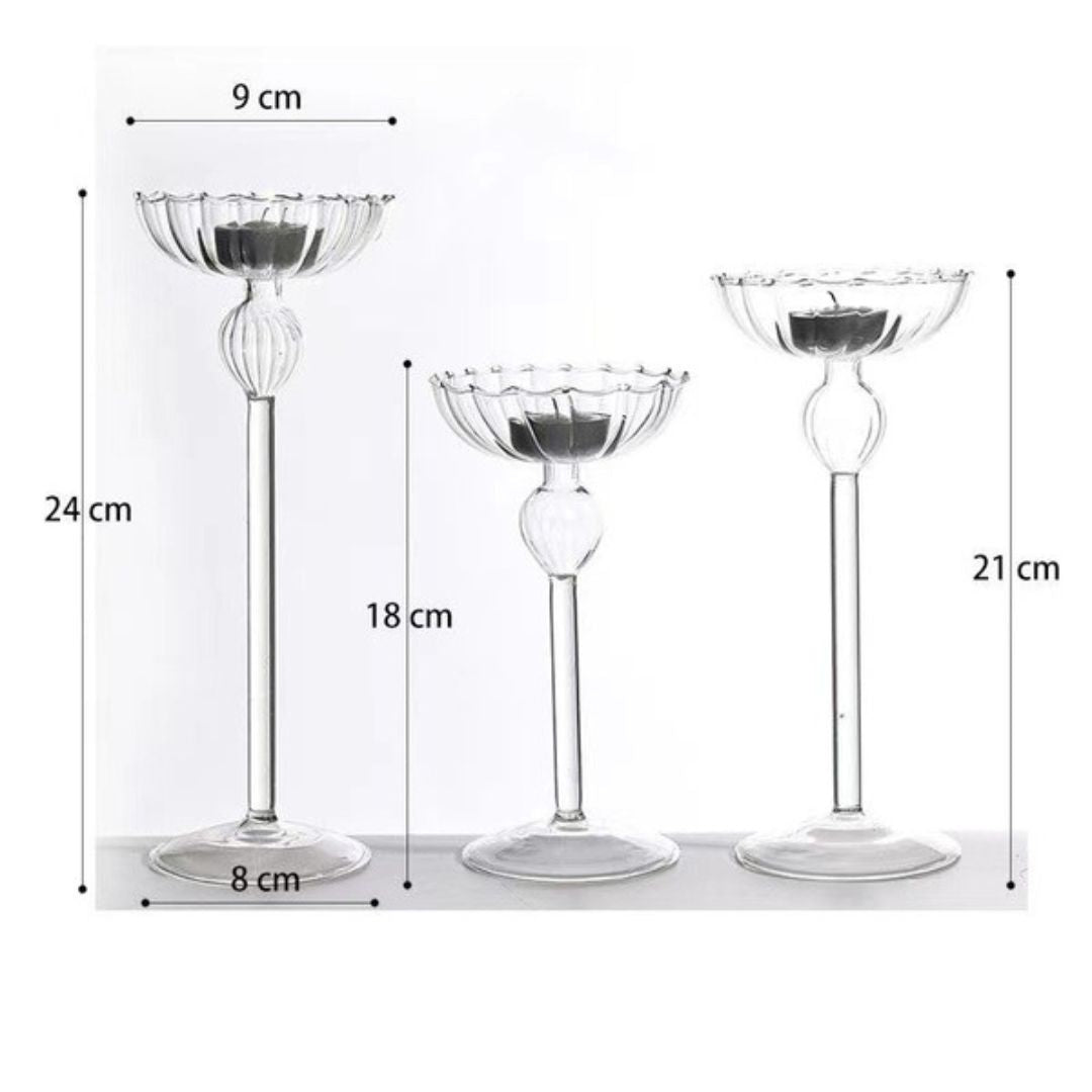 Romanian Glass T light Holder- 3 pc set
