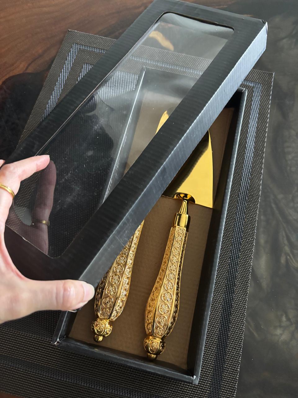 Cake Knife & Server 2 pcs set - Golden