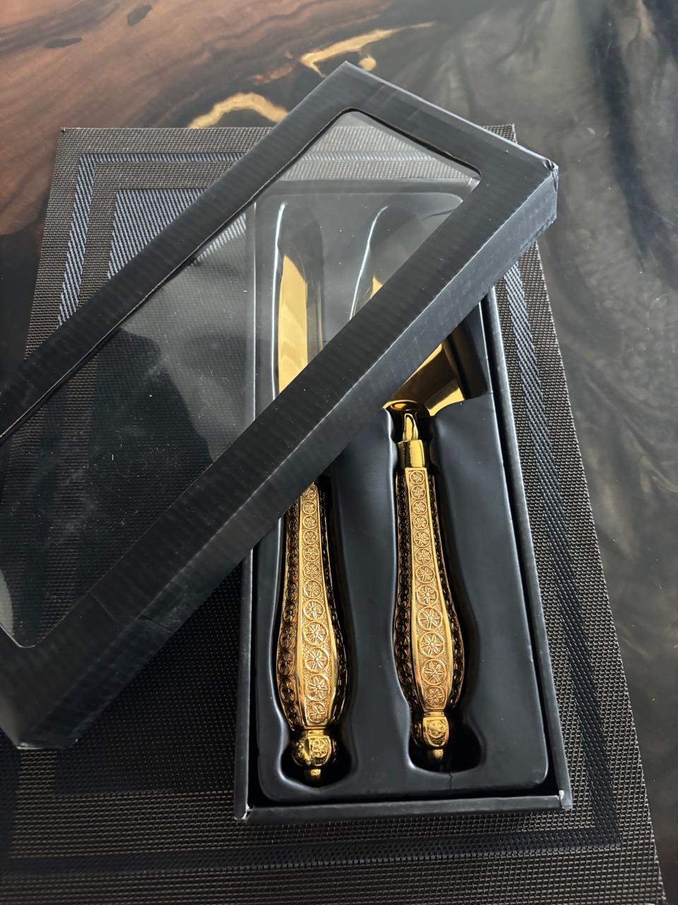 Cake Knife & Server 2 pcs set - Golden